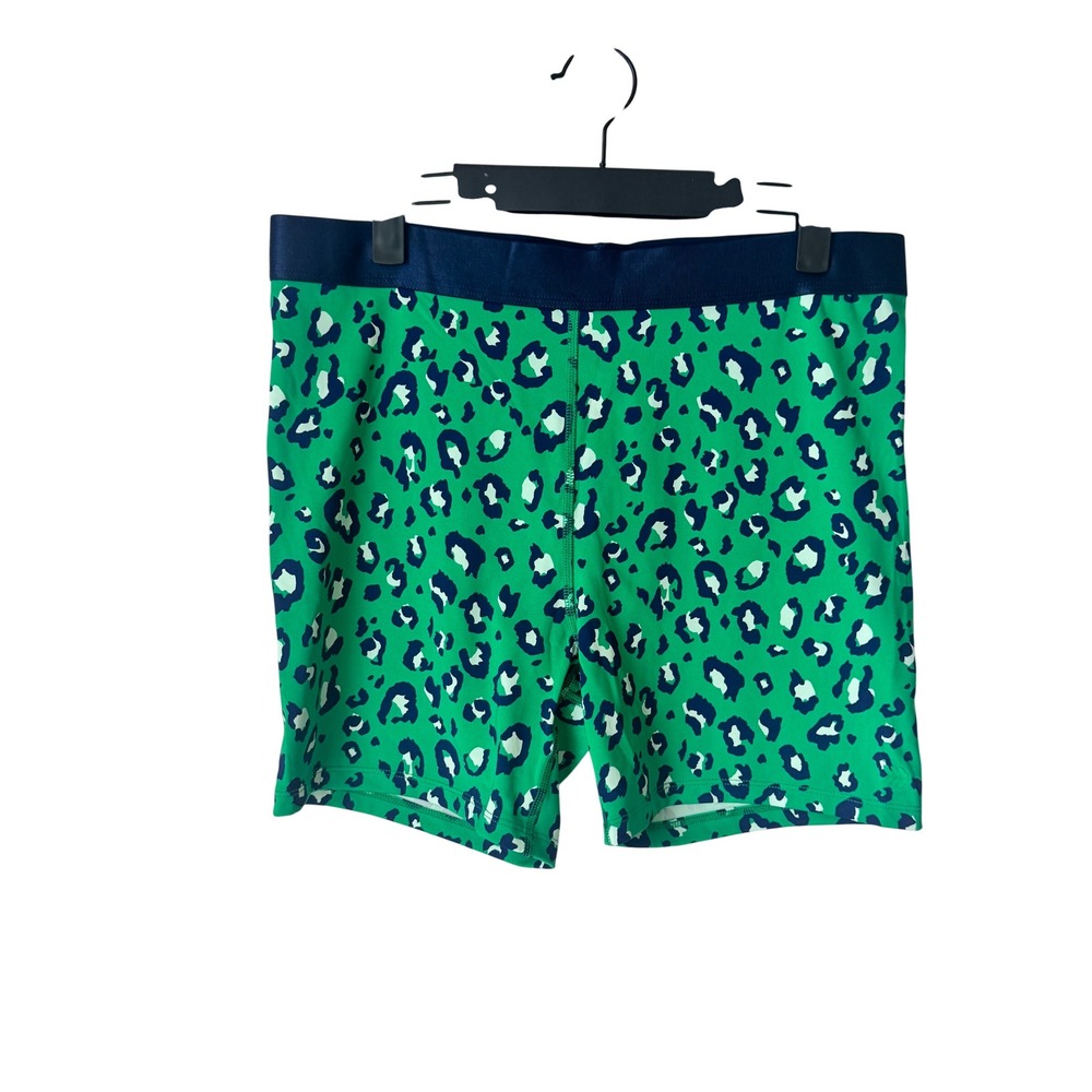All in Motion Womens Green Leopard Print Bike Shorts XL Activewear Gym Fitness